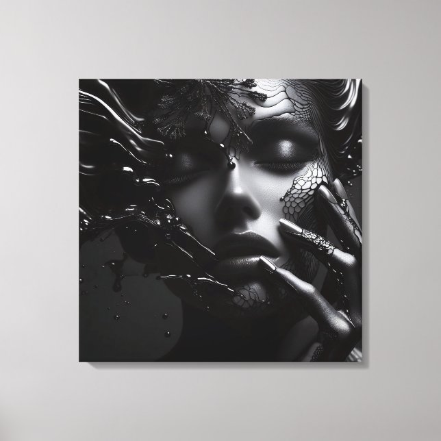 Impressão Em Tela Mística das Sombras: Uma Dança de Luz e Escuro (Frente)