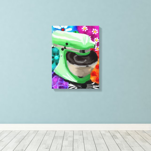 Impressão Em Tela Misturador Funky Abstrato Art Verde Rosa (Insitu(piso de madeira))