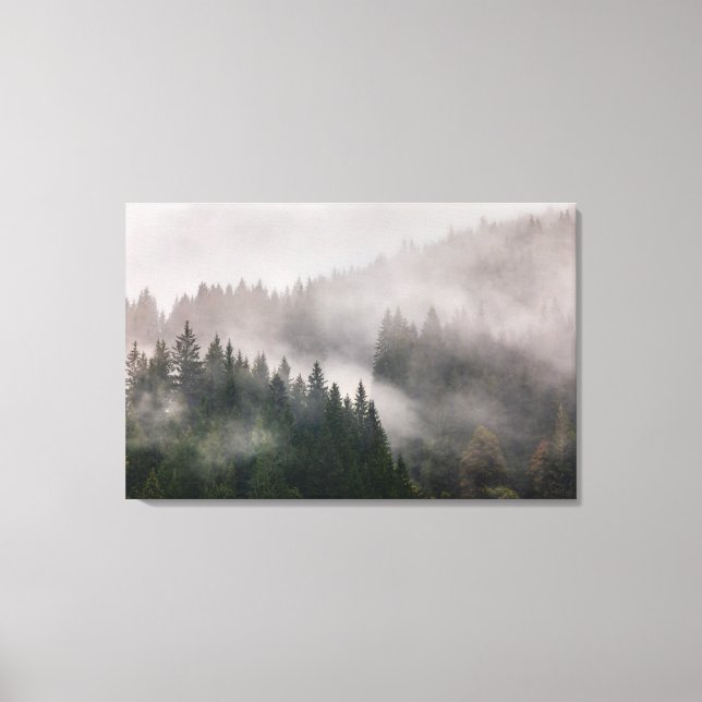 Impressão Em Tela Misty Forest nas montanhas (Frente)