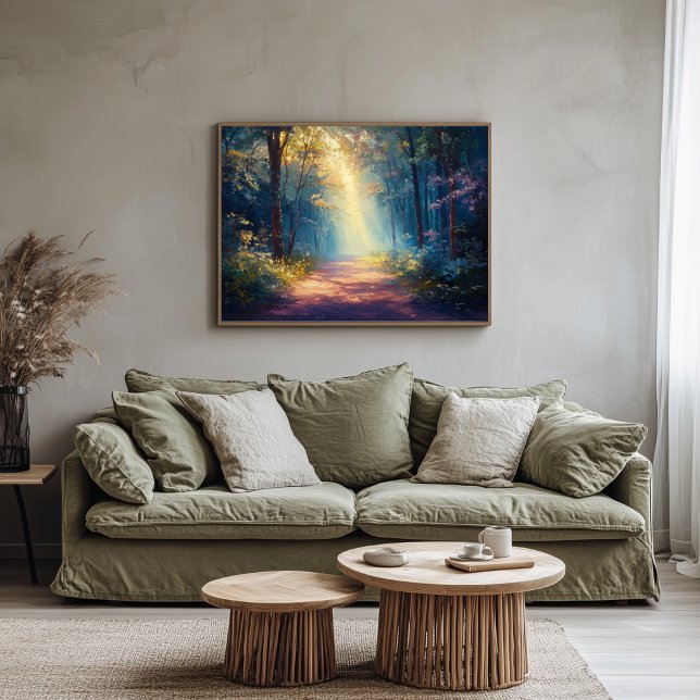 Impressão Em Tela Misty Forest Trail como Dawn Breaks (Forest Path Artwork)