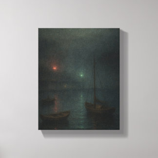 Impressão Em Tela Misty Harbor Twilight - Impressionista Maritime