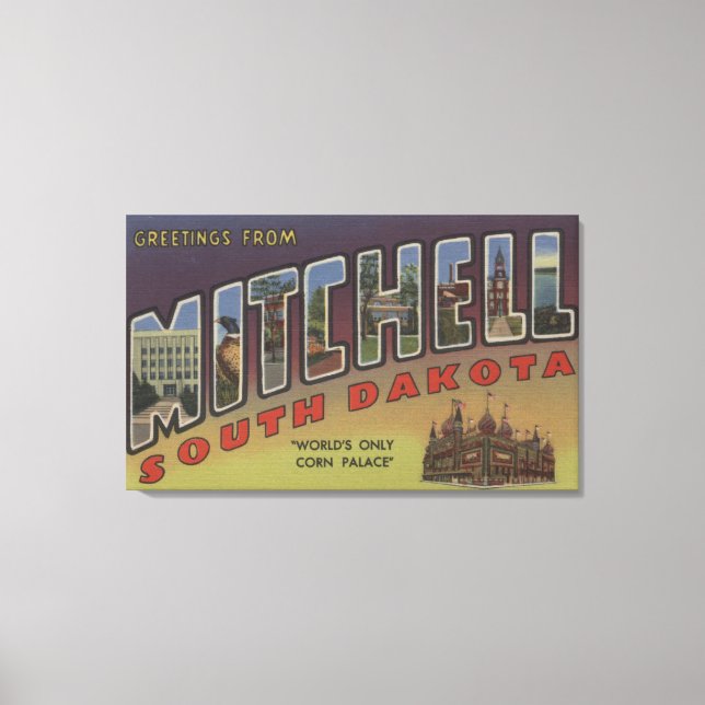 Impressão Em Tela Mitchell, Dakota do Sul - Cenas em Larga Letra (Frente)