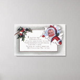 Impressão Em Tela Miúdo de GreetingLittle do Natal através do pape