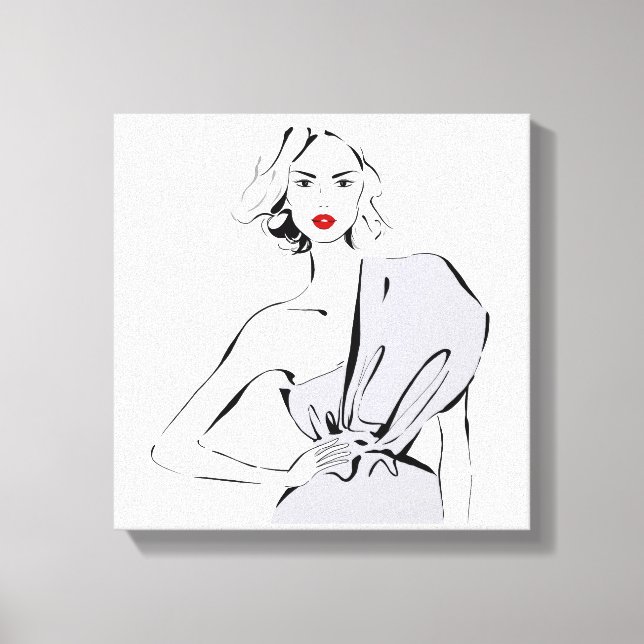 Impressão Em Tela Moça de moda com vestido cortado (Frente)