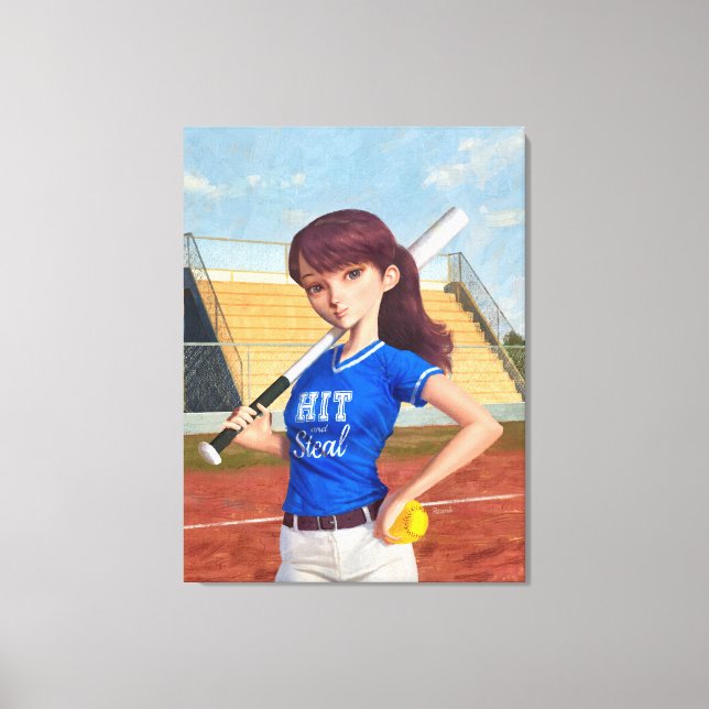 Impressão Em Tela Moça de Softball (Frente)