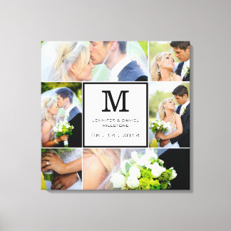 Impressão Em Tela Modelo De Colagem De Fotos De Casamento Com Monogr