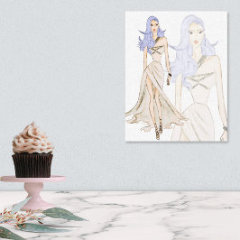 Impressão Em Tela Modelo de Moda de Voga de Aquarela