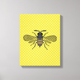 Impressão Em Tela Modelo de Polkadot Amarelo da BEE Trendy Dom Decor