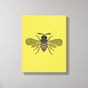 Impressão Em Tela Modelo de Polkadot Amarelo da BEE Trendy Dom Decor