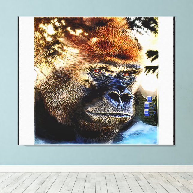 Impressão Em Tela Modelos Primatas: excelente Gorilla 01-01 (Insitu(piso de madeira))