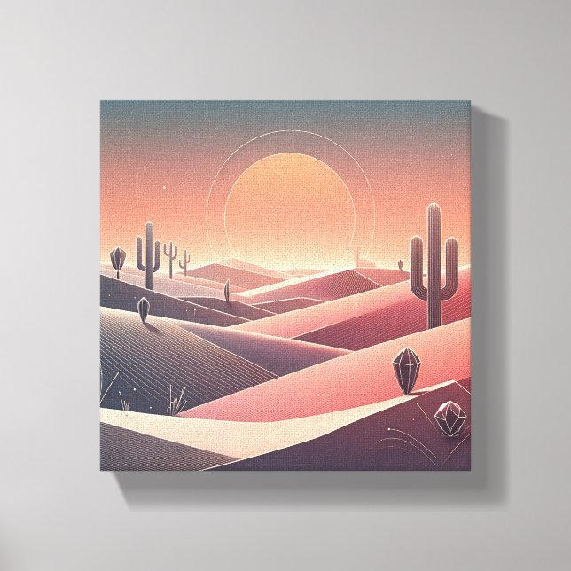 Impressão Em Tela Modern Abstract Desert Landscape - Geometric Sunse (Frente)