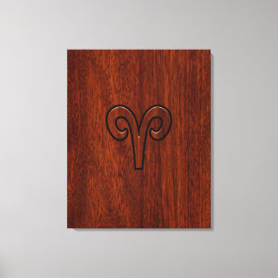 Impressão Em Tela Modern Aries Símbolo Zodiac em Mahogany como impre