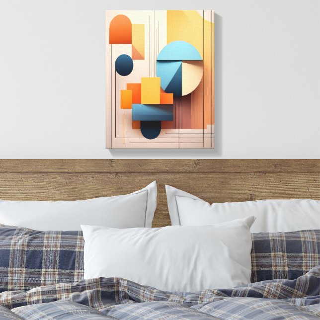 Impressão Em Tela Modern Bauhaus Geometric 3D Abstract Art Gallery (Insitu(Quarto))