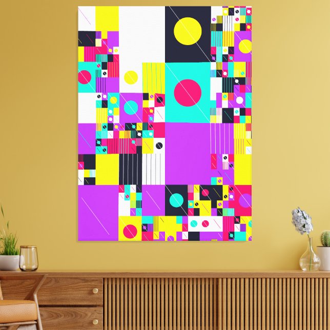 Impressão Em Tela Modern Bauhaus Geometric Pattern  (Insitu(Sala de estar))