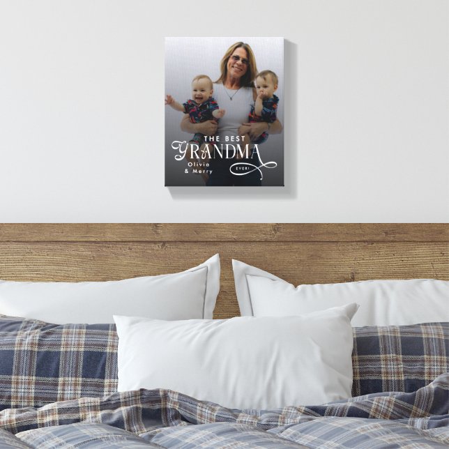 Impressão Em Tela Modern Best Grandma Ever Photo Personalized (Insitu(Quarto))