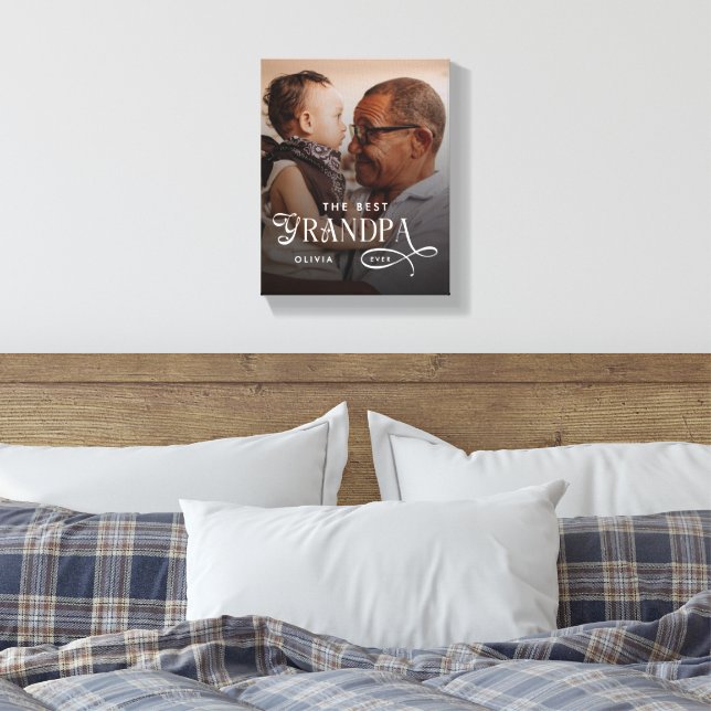 Impressão Em Tela Modern Best GrandPa Ever Photo Personalized (Insitu(Quarto))