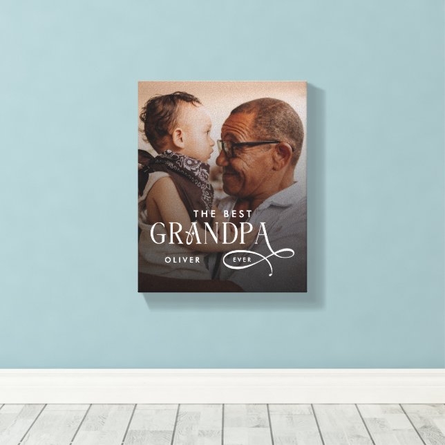 Impressão Em Tela Modern Best GrandPa Ever Photo Personalized (Insitu(piso de madeira))