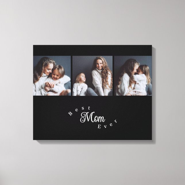 Impressão Em Tela Modern Best Mom Ever Elegant Script Black 3 Photo (Frente)