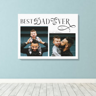 Impressão Em Tela Modern Elegant Best Dad Ever 2 Photos Fathers Day