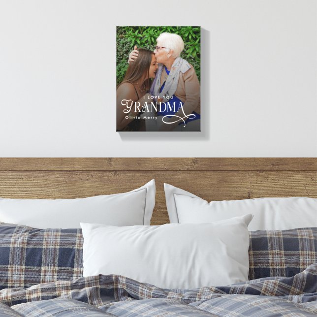 Impressão Em Tela Modern I Love You Grandma Photo Personalized (Insitu(Quarto))
