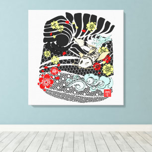 Impressão Em Tela Modern Irezumi Art Koi