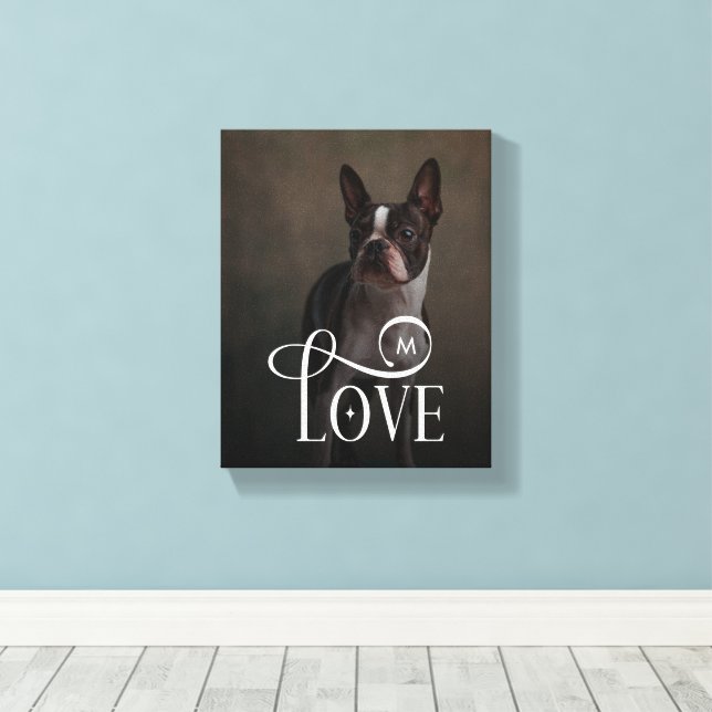 Impressão Em Tela Modern Love Custom Dog Pets Photo Monogram (Insitu(piso de madeira))