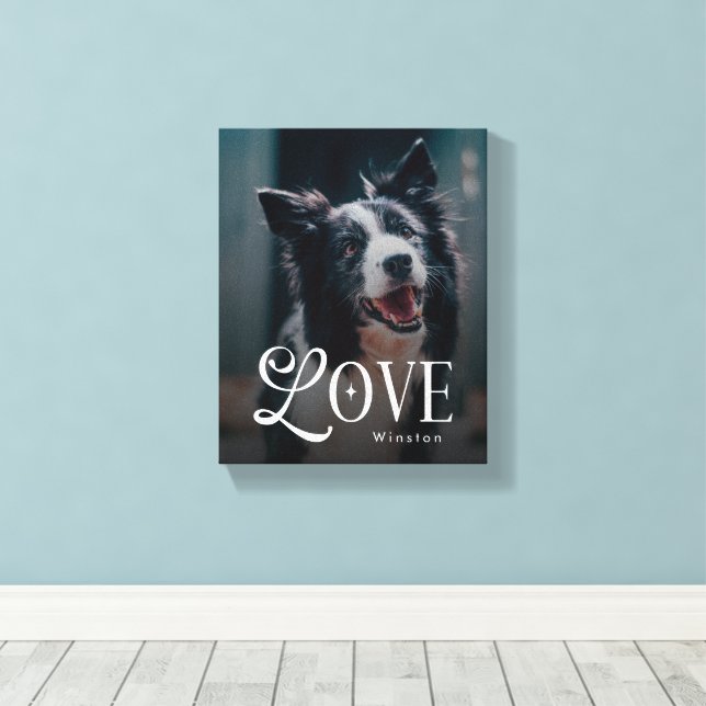 Impressão Em Tela Modern Love Custom Dog Pets Photo Monogram (Insitu(piso de madeira))