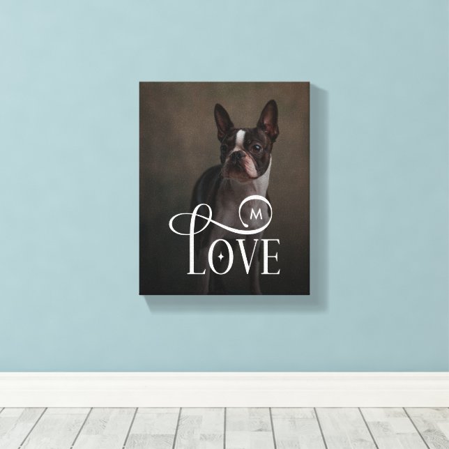 Impressão Em Tela Modern Love Custom Dog Pets Photo Monogram (Insitu(piso de madeira))