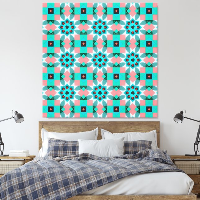 Impressão Em Tela Modern Mediterranean Star Tile Pattern Accent Pill (Insitu(Quarto))