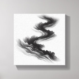 Impressão Em Tela Modern Minimalist Abstract Layered Flow - Smoke 