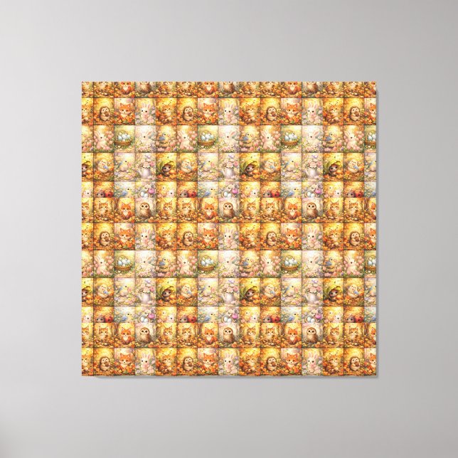 Impressão Em Tela Modern Patchwork Pattern Collage (Frente)