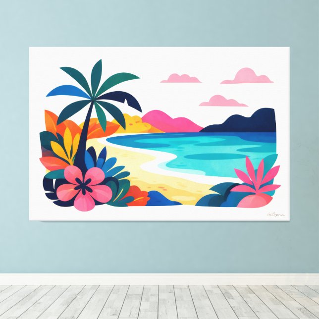 Impressão Em Tela Modern retro beach scene 02 (Insitu(piso de madeira))