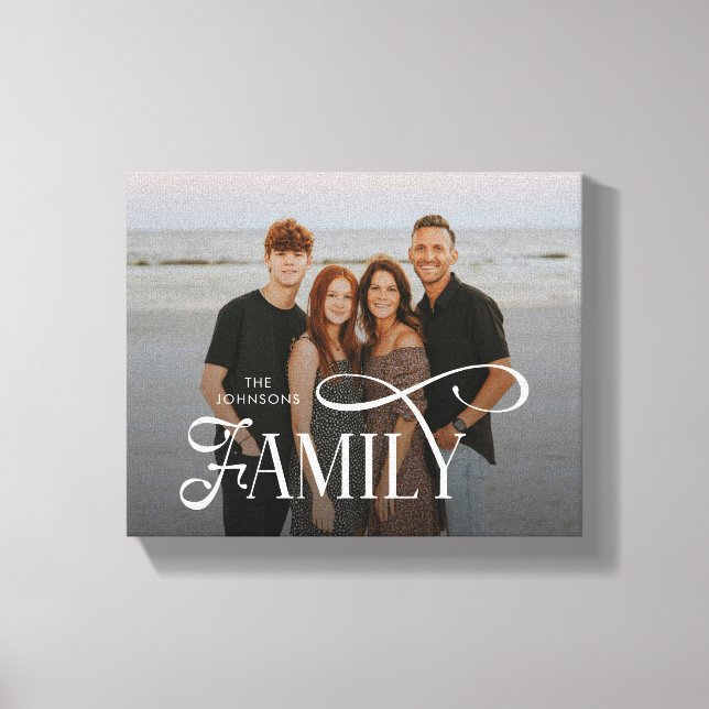 Impressão Em Tela Modern Script Family Custom Photo Name  (Frente)