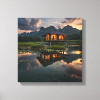 Impressão Em Tela Modern Wooden House