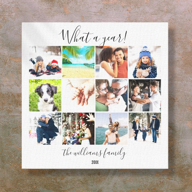 Impressão Em Tela Moderna Família Colagem de 12 Fotos Que Ano (Modern Family 12 Photo Collage What A Year Canvas Print)