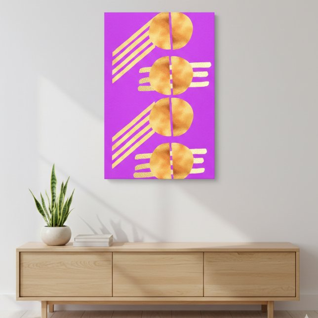 Impressão Em Tela Moderno Abstrato Dourado Geométrico Orquídea de Me (Criador carregado)