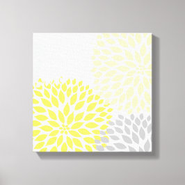 Impressão Em Tela Moderno Amarelo e Cinza Dahlia Square Wall Art md