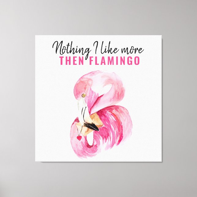 Impressão Em Tela Moderno - Exótica Watercolor Flamingo Gift Rosa (Frente)