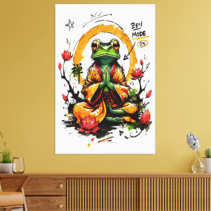 Impressão Em Tela Modo Zen Ativado Saguí Monge Meditando