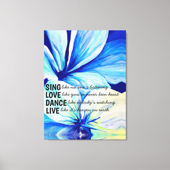 Impressão Em Tela Mola d'água Pérsica Azul Lírios Pêssegos Arte padr (Frente)