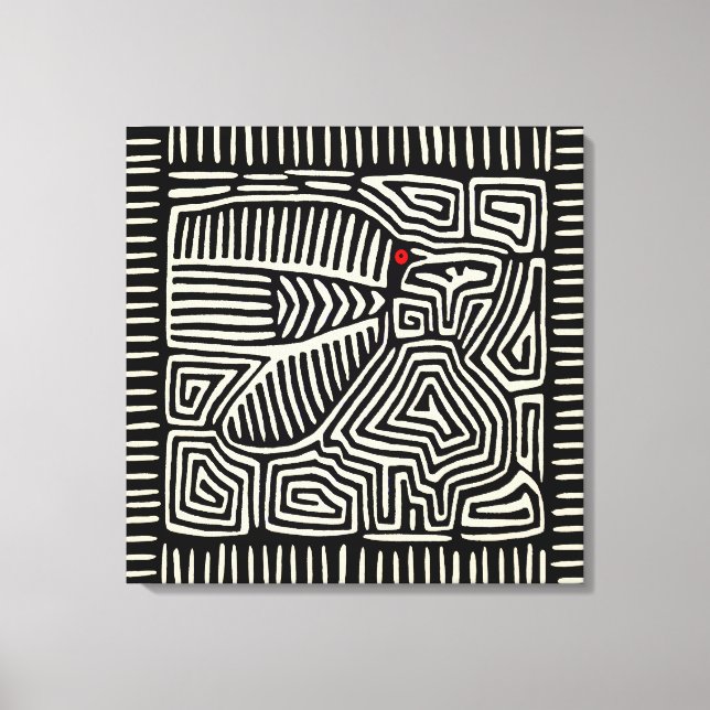 Impressão Em Tela Mola Pajaro Índio Kuna do Panamá - Preto Branco (Frente)