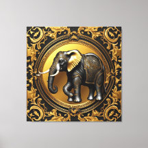 Moldura decorativa de ouro elefante