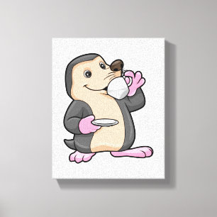 Impressão Em Tela Mole com Taça de Café e Saucer