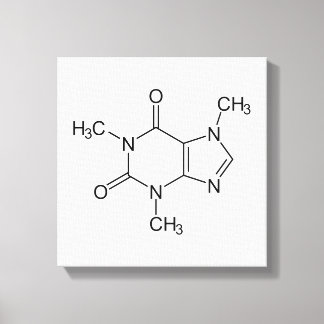 Impressão Em Tela Molécula de Cafeína Química Café Átomos
