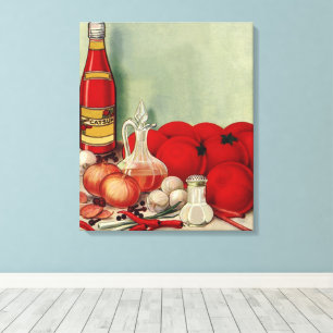 Impressão Em Tela Molho de Tomate de Comida Italiana Vintage Cebolas