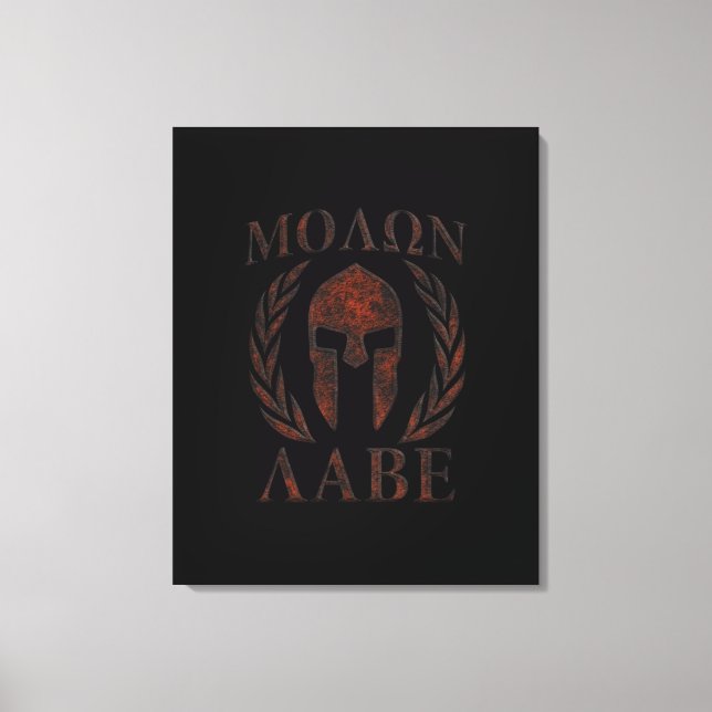 Impressão Em Tela Molon Labe Spartan Warrior Mask Laurels Iron (Frente)