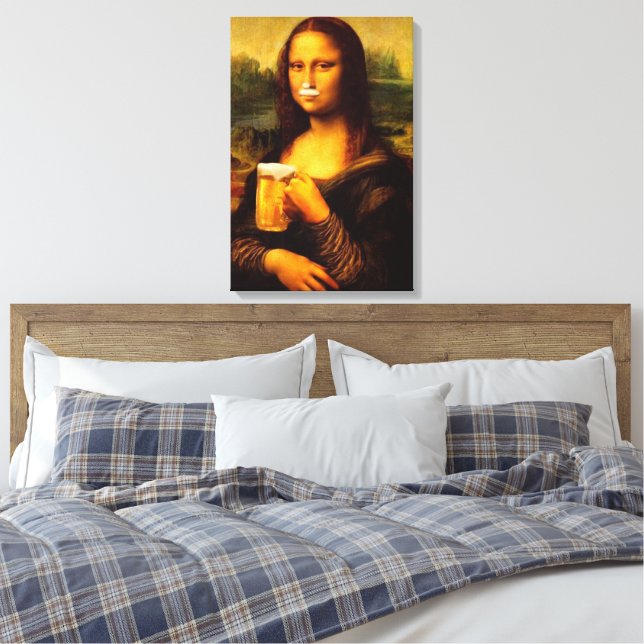 Impressão Em Tela Mona Lisa bebendo Beer amantes (Insitu(Quarto))