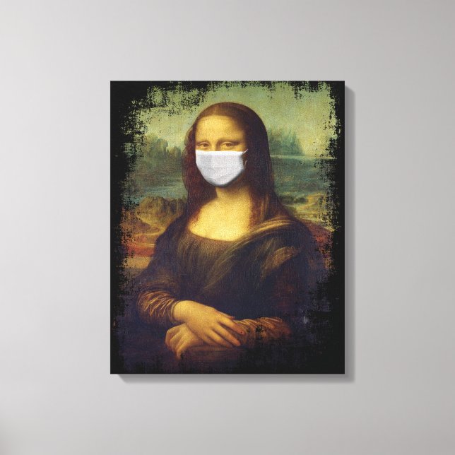Impressão Em Tela Mona Lisa Com Máscara (Frente)