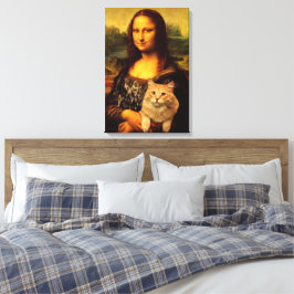 Impressão Em Tela Mona Lisa com seus amantes de gatos e animais de e