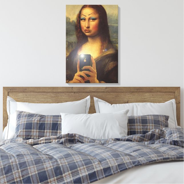 Impressão Em Tela Mona Lisa fazer um rosto engraçado com a maquiagem (Insitu(Quarto))